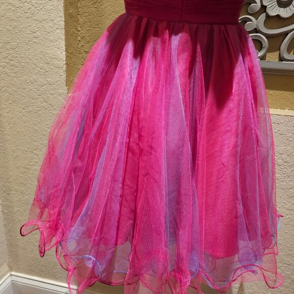 Mac Duggal 00 Strapless Sequin Tulle Party Dress Pink Formal Prom Cocktail Gown - Picture 9 of 10